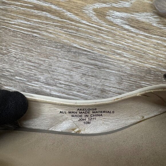 Anne Klein Eloise Beige Bow Top Patent Peep Toe Heels Women's Size 10 - Picture 5 of 8